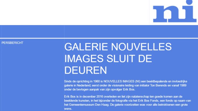 Galerie Nouvelles Images sluit de deuren